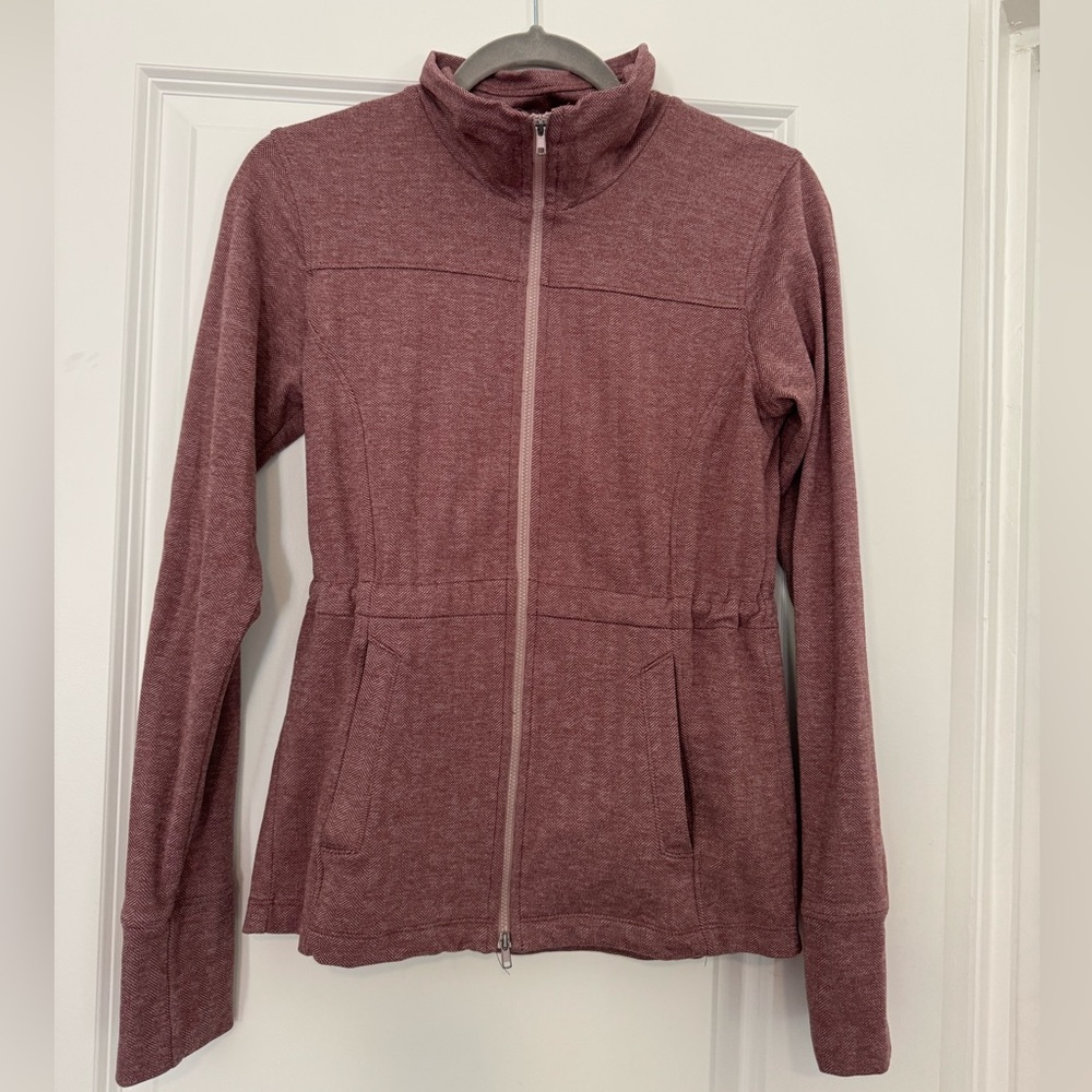 Carve Designs Herringbone Zip Up Utility Jacket with Cinch Waist Mauve Sz Small